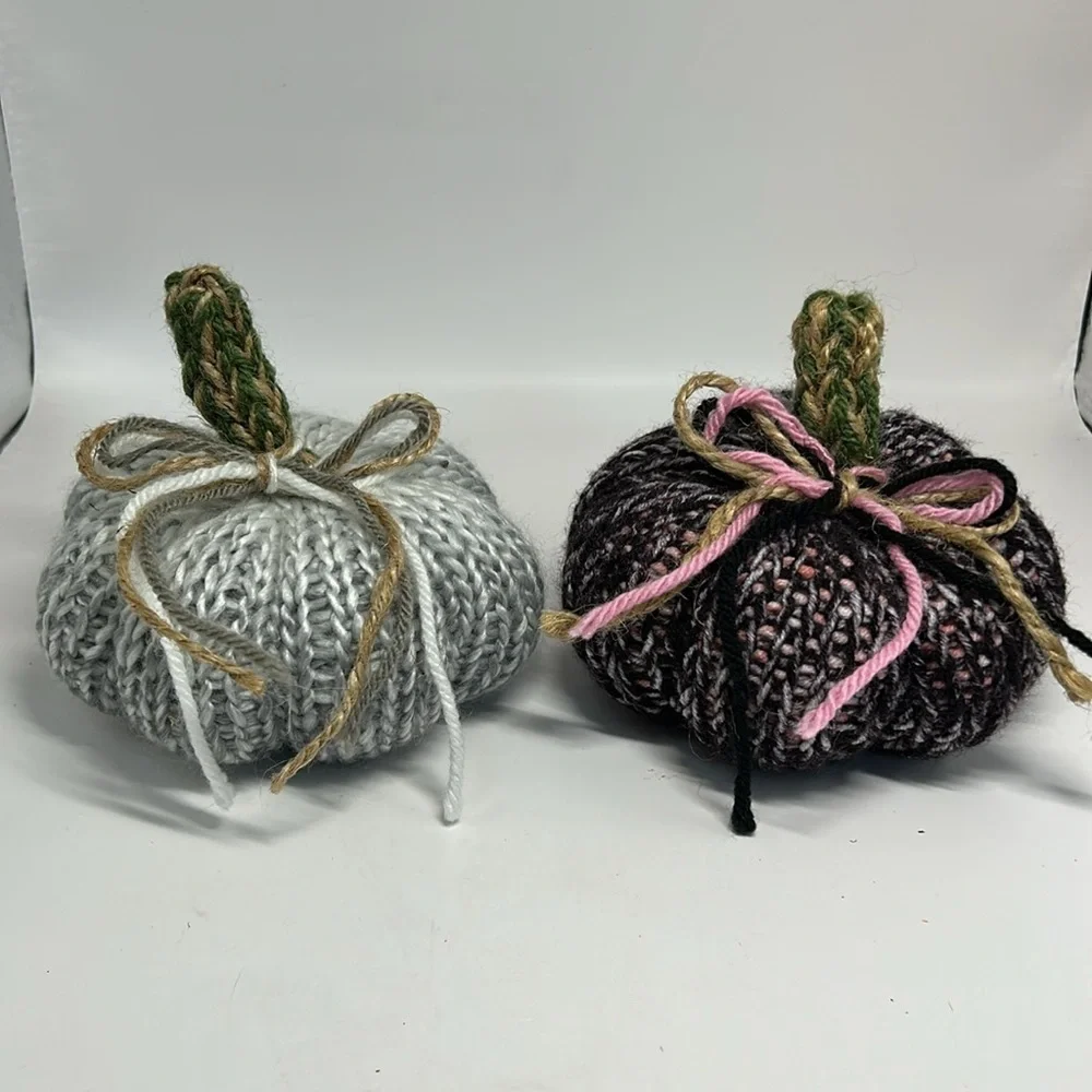 Handmade Knit Mini Pumpkin Decor Set